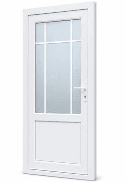 White PVC Door with Decorative Glass