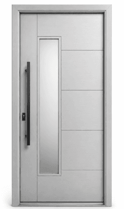 Modern Aluminum Door with Vertical Glass – Metallic Grey