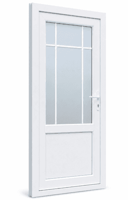 White PVC Door with Decorative Glass
