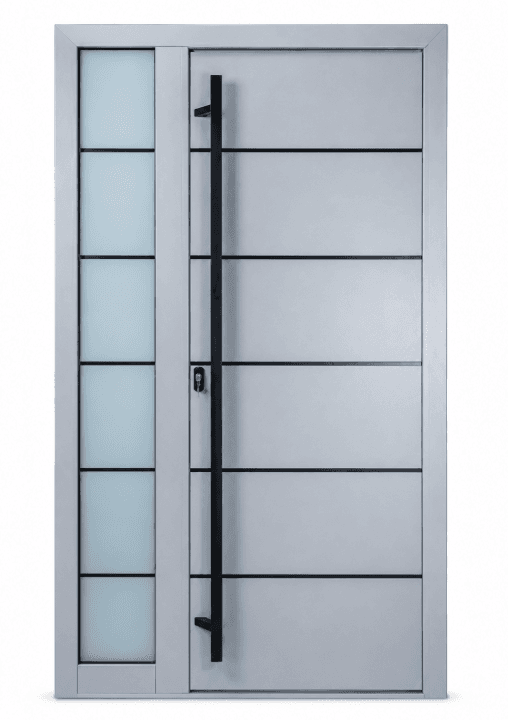 Modern Aluminum Door with Side Glass – Anthracite Color